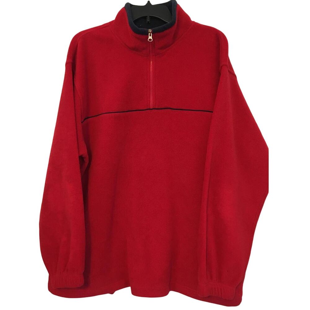 Haggar Generations Large Red Fleece 1/4 Zip Pull Over Sweatshirt